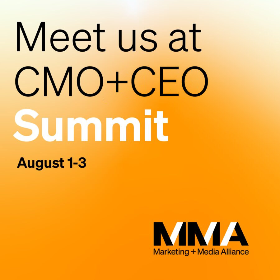 Post on a white-to-gold gradient announcing a summit, in black type with the word Summit in white, and the black and white MMA logo