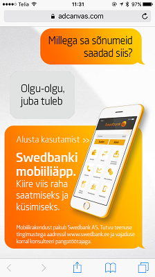 Swedbank Mobile bank screen