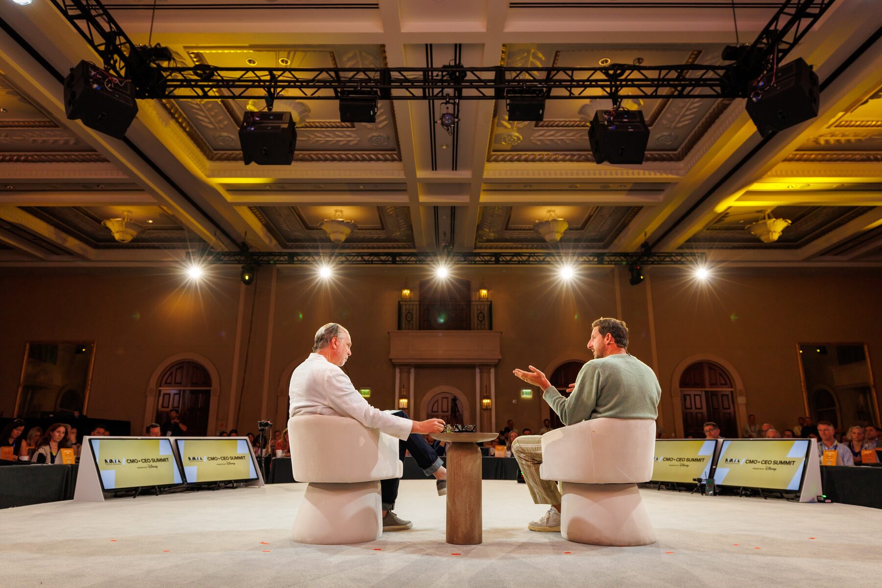 Two chairs, no slides, a full ballroom.