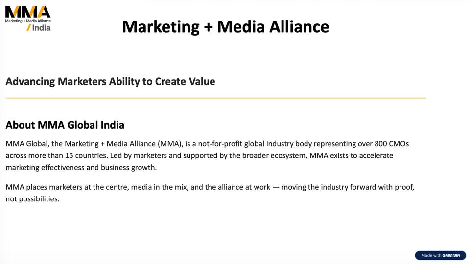 Marketing + Media Alliance - MMA India Membership