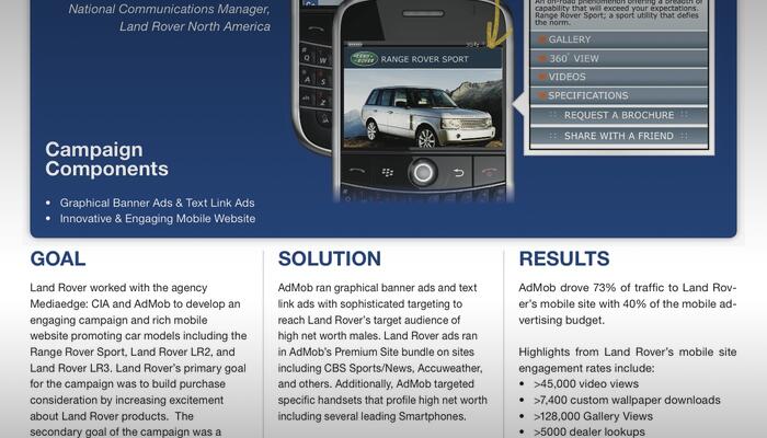 Land Rover from AdMob AdMob: Land Rover Case Study