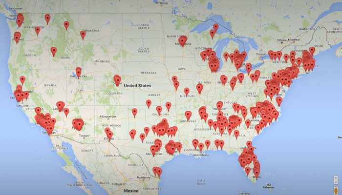 Map of beacons in the United States
