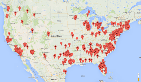 Map of beacons in the United States